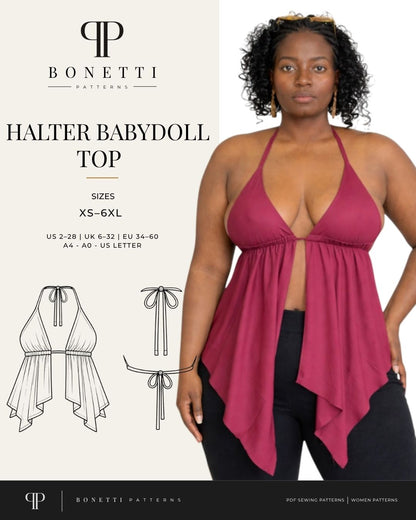 Halter Babydoll Top Sewing Pattern PDF