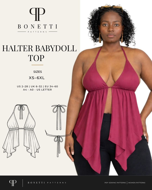 Halter Babydoll Top Sewing Pattern PDF