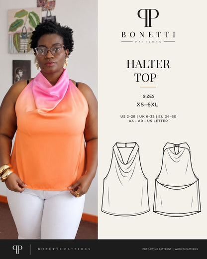 Satin Halter Top Sewing Pattern PDF
