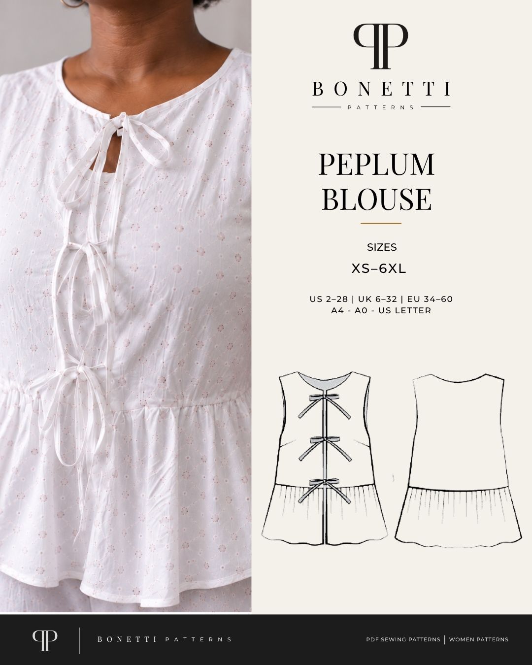 Evelyn Peplum Blouse Sewing Pattern