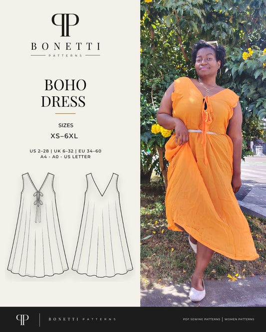 Maya Boho Dress Sewing Pattern PDF