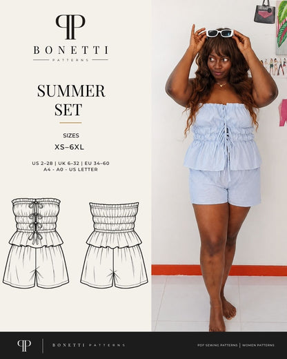 Summer Matching Set Sewing Pattern PDF | Top & Shorts