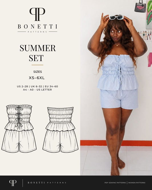 Summer Matching Set Sewing Pattern PDF | Top & Shorts