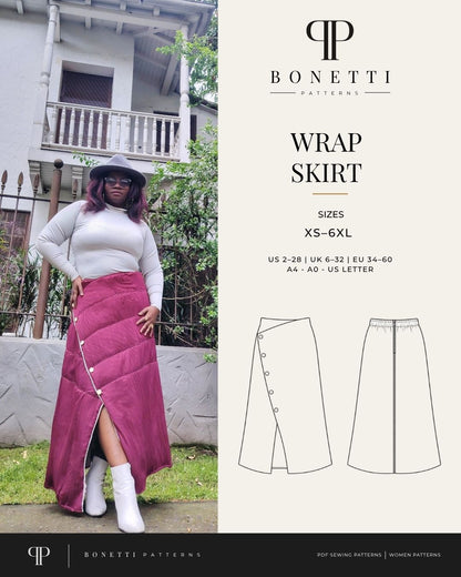 Luna Wrap Skirt Sewing Pattern PDF